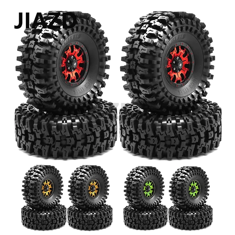 

4pcs 120mm Metal 1.9" Beadlock Wheel Rim Rubber Tire Set for 1/10 RC Crawler Car Traxxas TRX4 RC4WD D90 Axial SCX10 II III MST