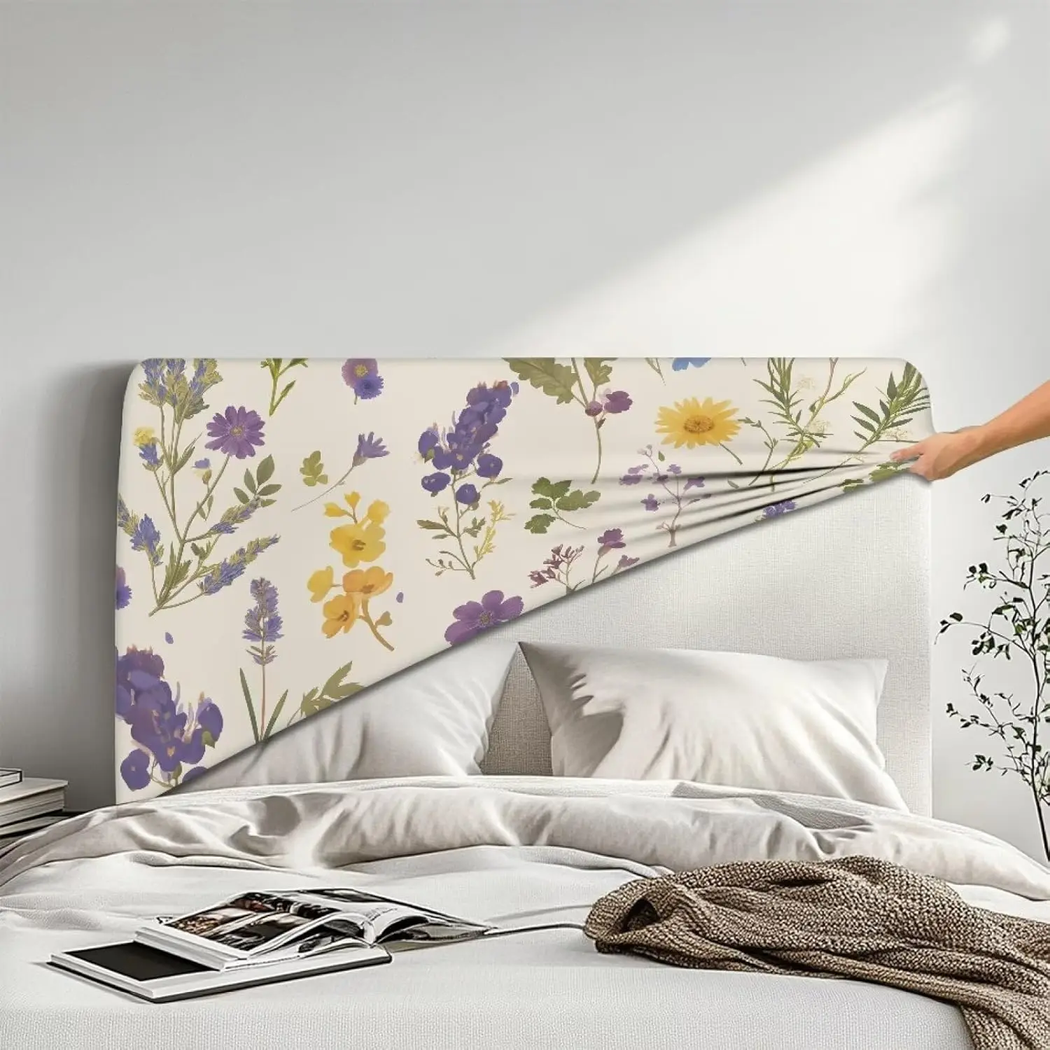 أغطية اللوح الأمامي للسرير المطاطي لحماية اللوح الأمامي المرن الشامل لديكور غرفة النوم من ألياف البوليستر #4