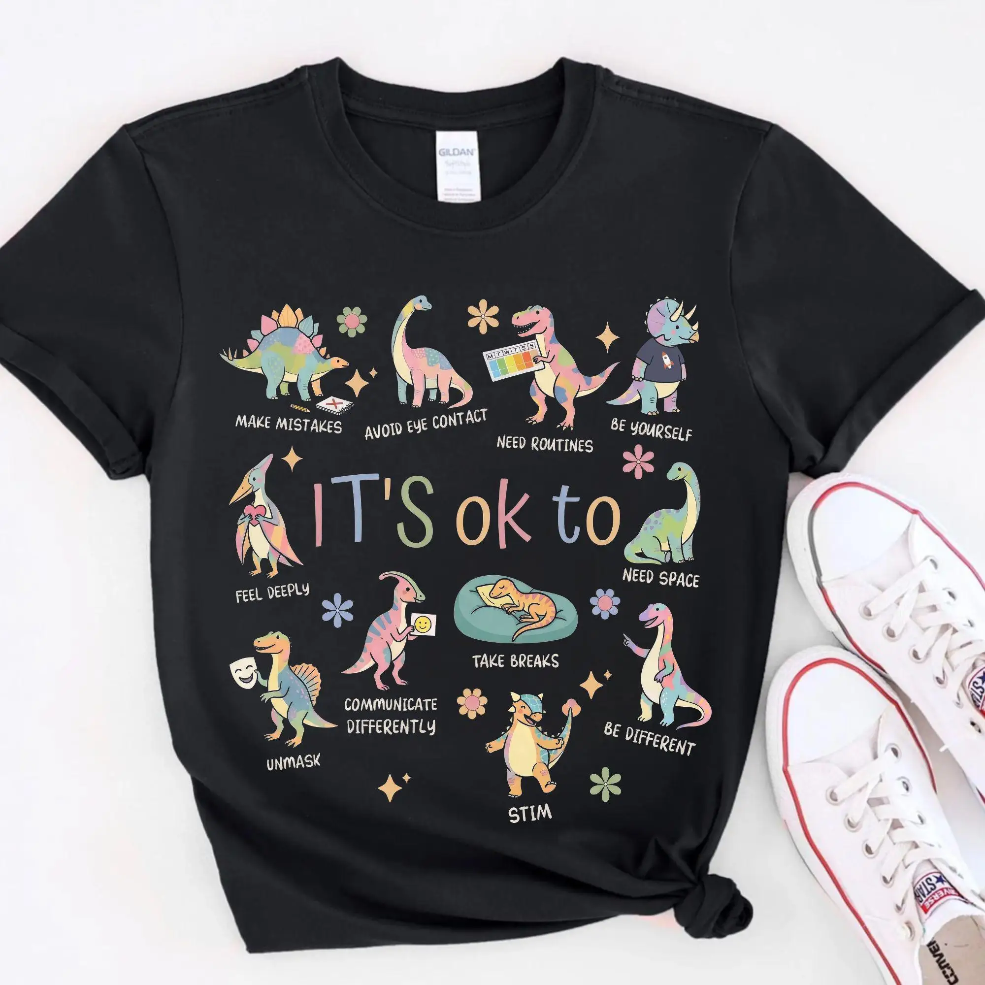 It's Ok To Be Different Autism Dinosaur Shirt, Autism Acceptance Shirt, Special Education Teacher Tee, Neurodiversity Shirt