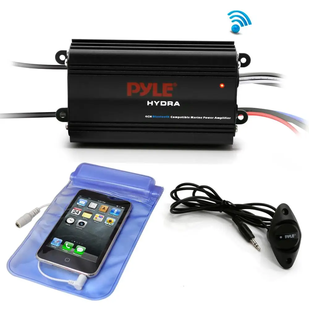 

Pyle 200W RMS 4-Channel Marine Amplifier - Bluetooth Wireless Audio Streaming - Waterproof - Full Range Stereo w/ RCA