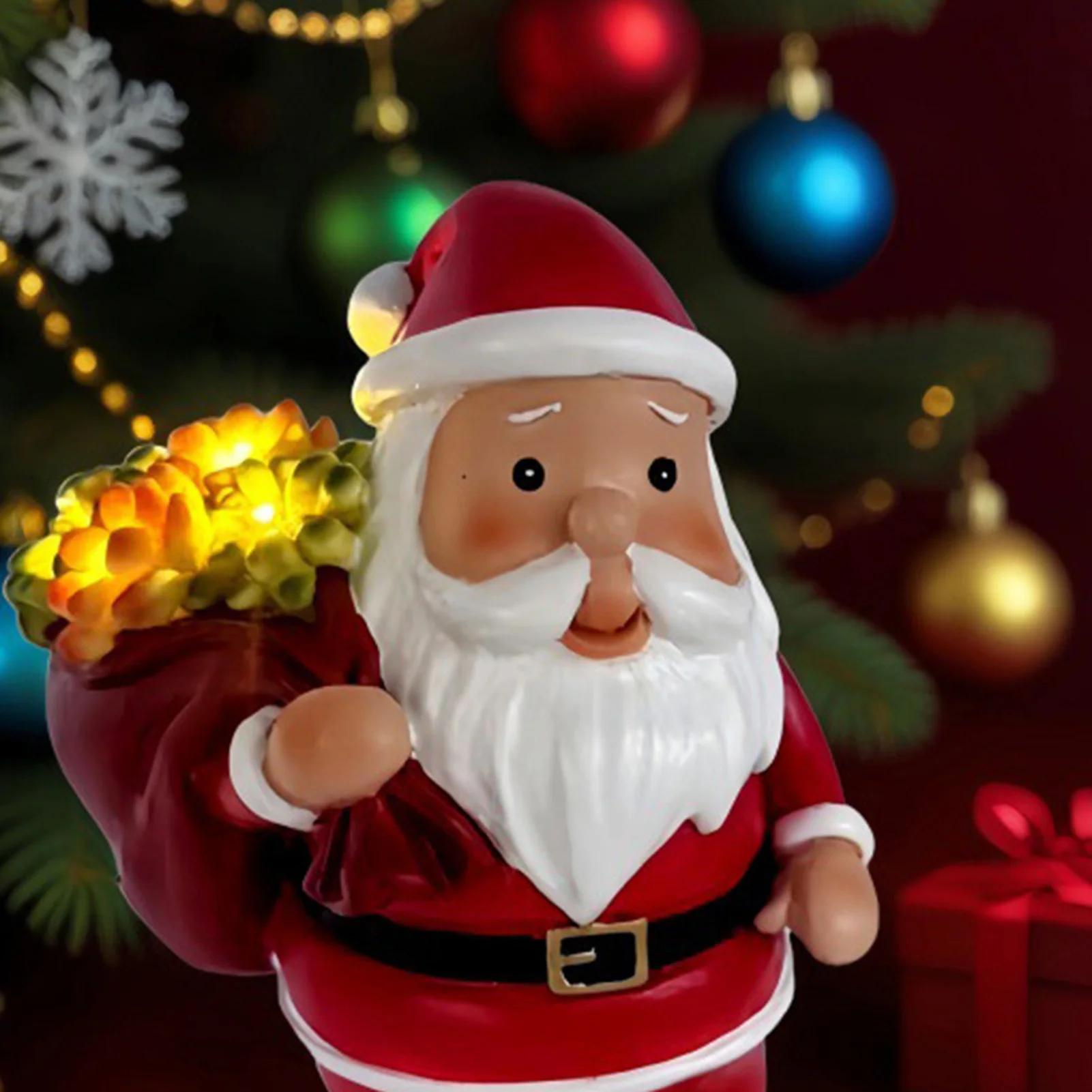 Solar Powered Santa Claus Figure Waterproof for Garden Christmas Yard Decor Resin Holiday Ornament Outdoor Light Durable