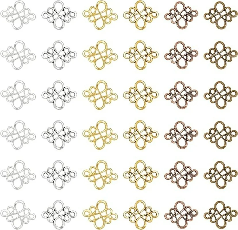 NBEADS 50 sztuk moda tybetański styl linki złącza chiński węzeł czerwona miedź 22x18.5x1mm biżuteria naszyjnik DIY Making