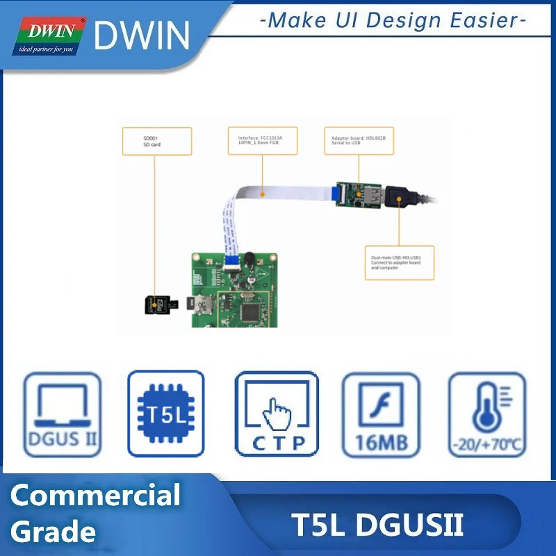 Dwin 4.3 Inch Display Capacitieve Touchscreen, 480 * Rgb * 270, Hmi Module, Commerciële Grade, TV-TN-TFT-LCD - DMG48270C043_04WTC
