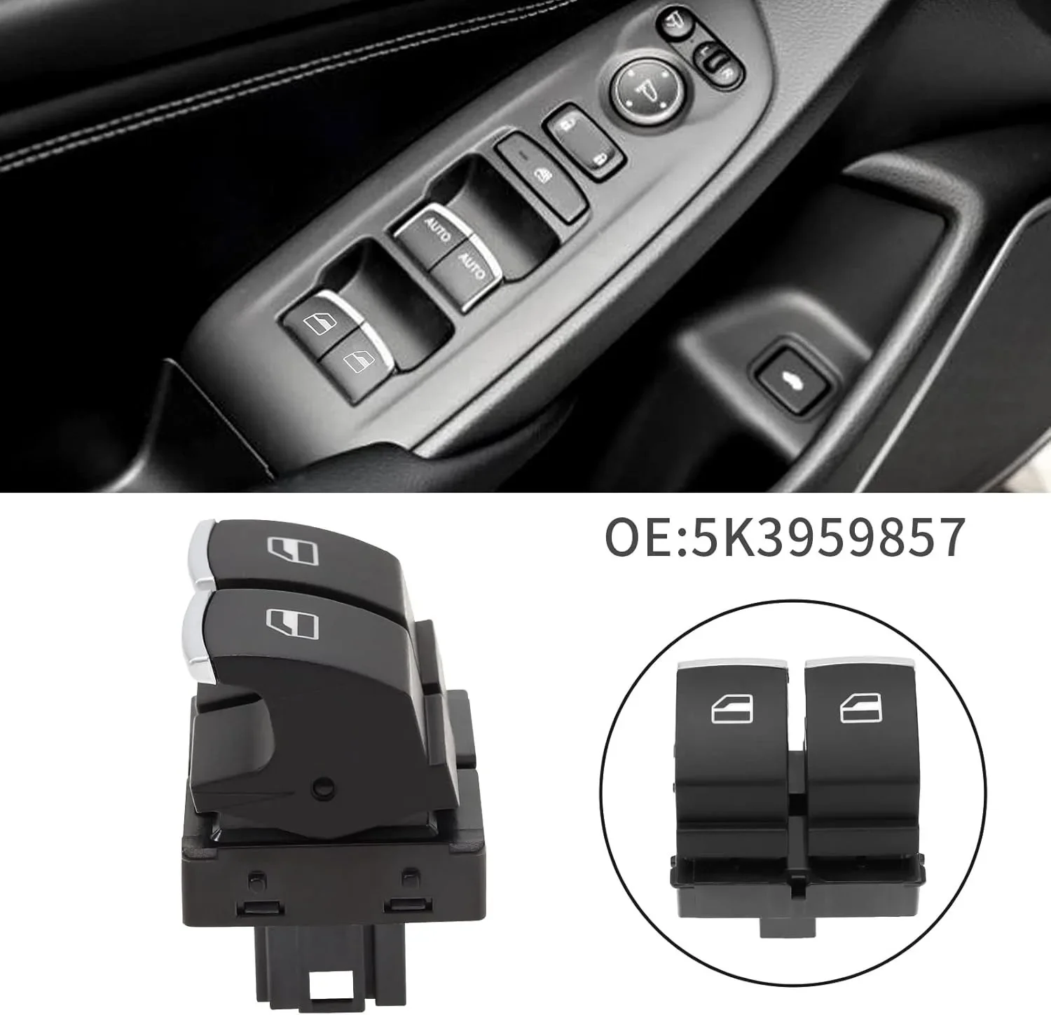 

Черный автомобильный переключатель стеклоподъемника из АБС-пластика 5k3959857, совместимый с Eos, совместимый с Golf MK5 MK6 GTI 2, электрический стеклоподъемник