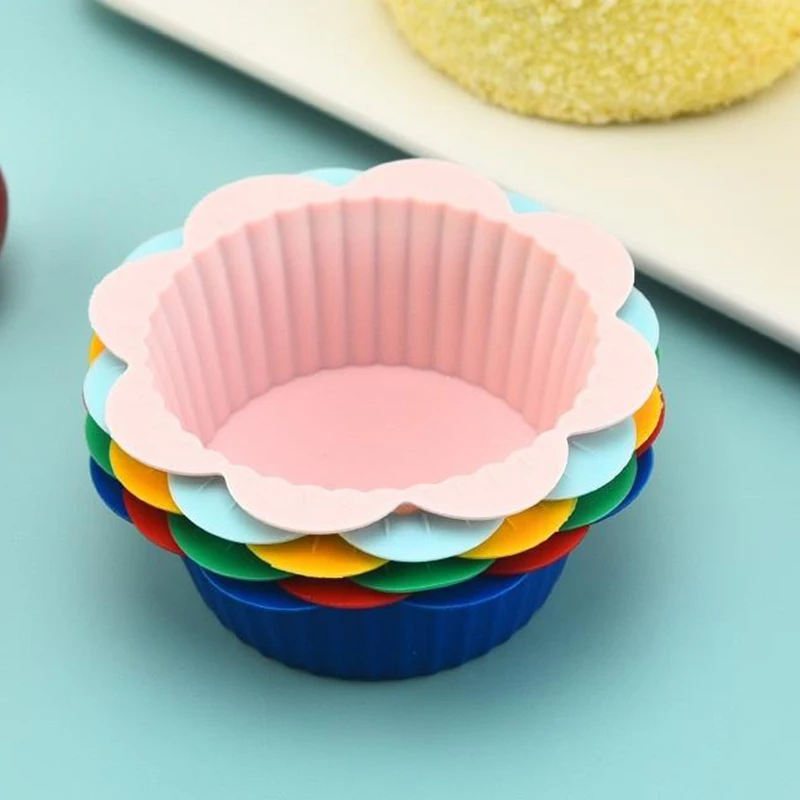8cm Flower Silicone Mold Muffin Liners Cupcake Bakeware Kitchen Gadgets Mould For Pastry Baking DIY Cake Tools Party