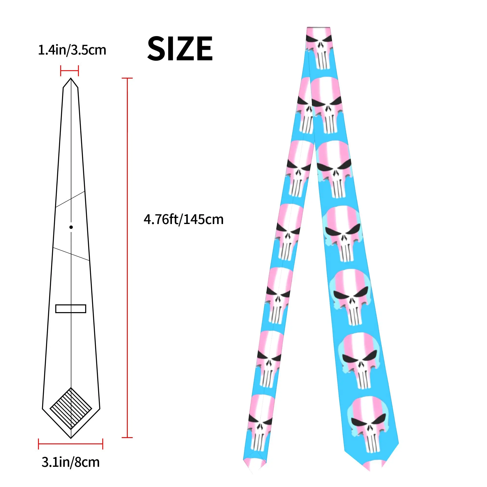 Trans Pride Skull Necktie Unisex Slim Polyester 8 cm Narrow Punishers Queer Neck Tie for Mens Accessories Cravat Wedding  Party view 3