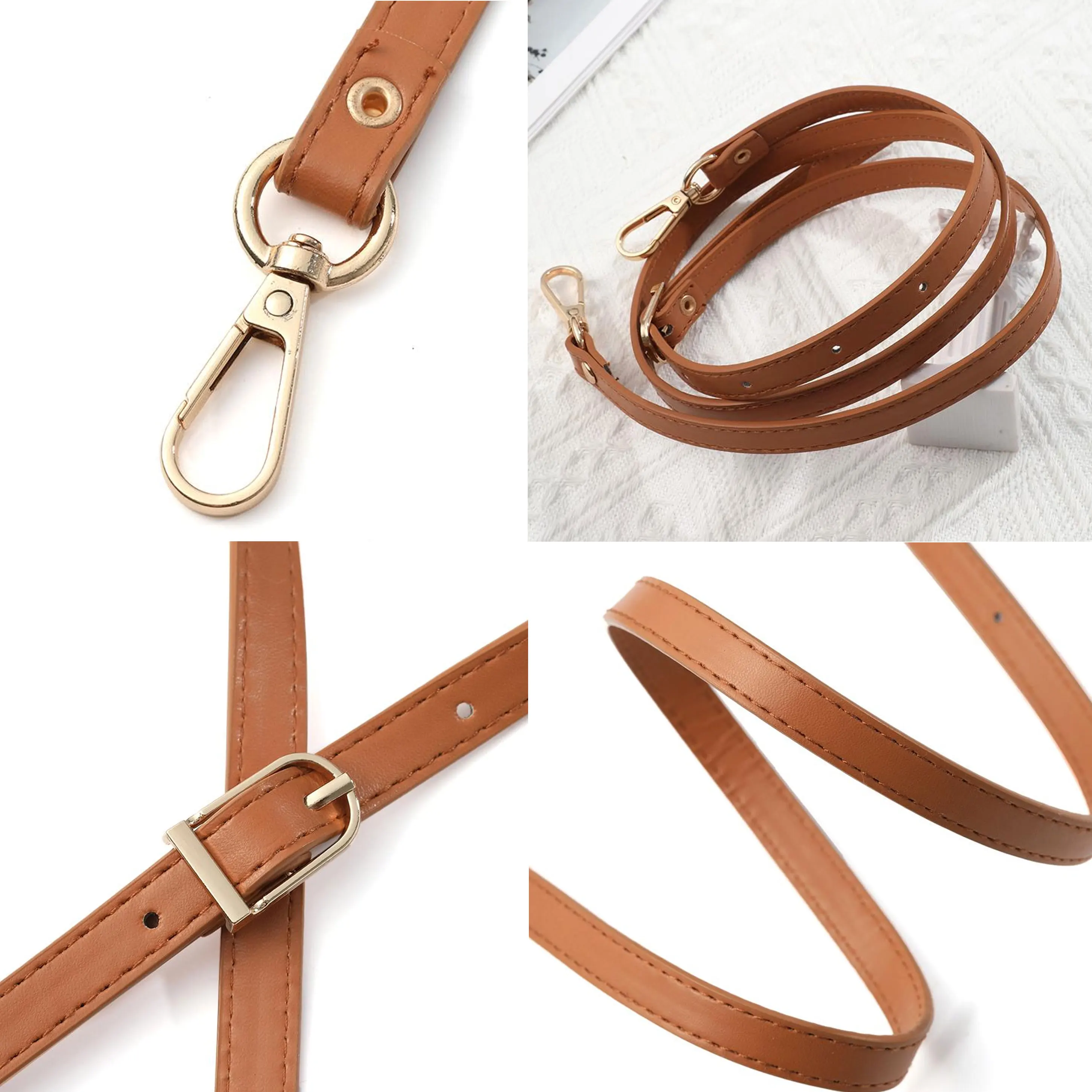 120cm PU Leather Shoulder Bag Strap Adjustable Replacement Bag Belt Strap 1.2cm Wide Crossbody Strap Handbag Bag Accessories