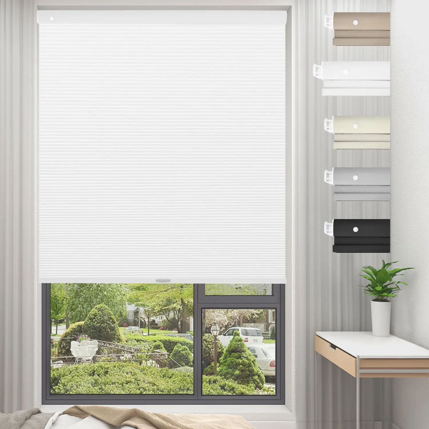 

Cordless Honeycomb Blind Cellular Shade NO Drill NO Tools Thermal Insulated Noise Reduction Easy to Install Blinds for Home