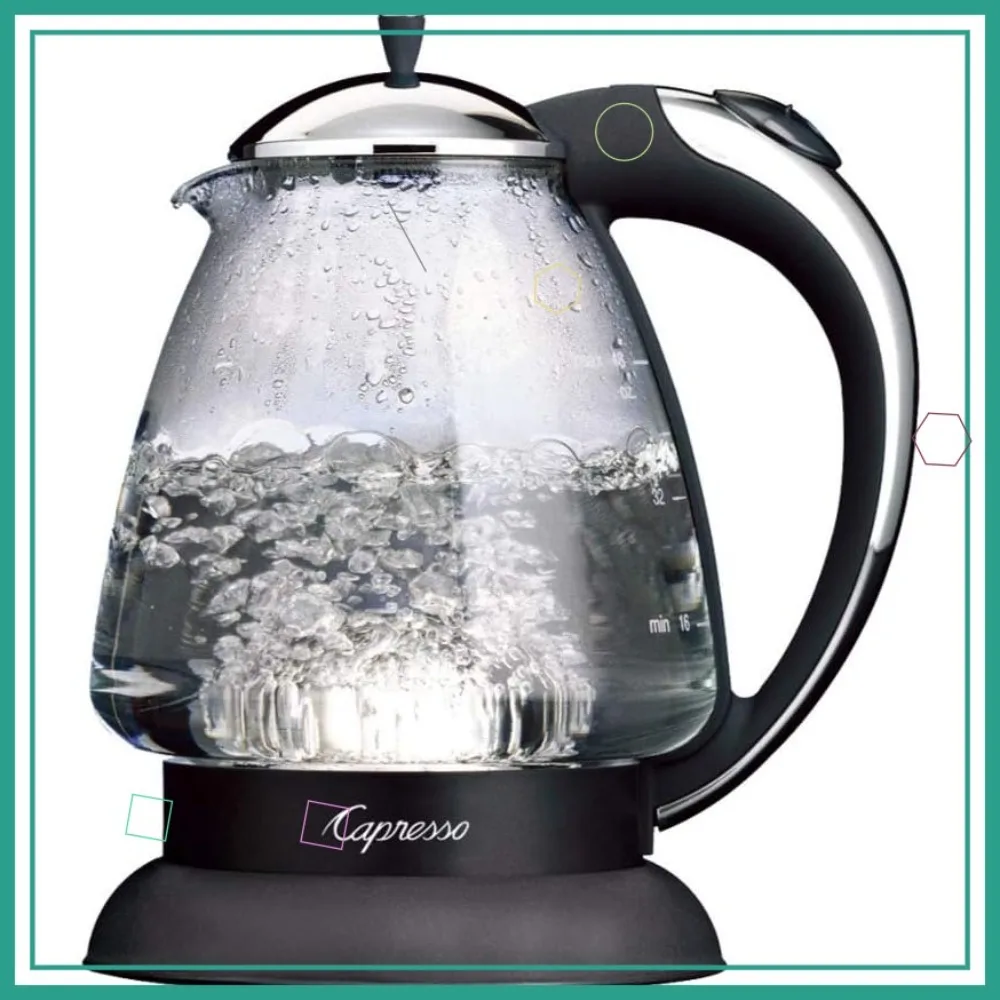 

Stainless Steel Electric Water Kettle, 10" x 8.25" x 6.25", Polished Chrome Finish for Quick Boiling