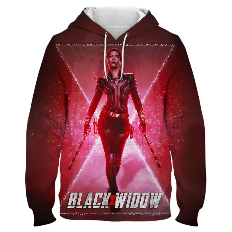 Miniso هوديس الأرملة السوداء فيلم 3D طباعة الشارع الشهير الرجال النساء عارضة أزياء المتضخم بلوزات هوديي الاطفال البلوز