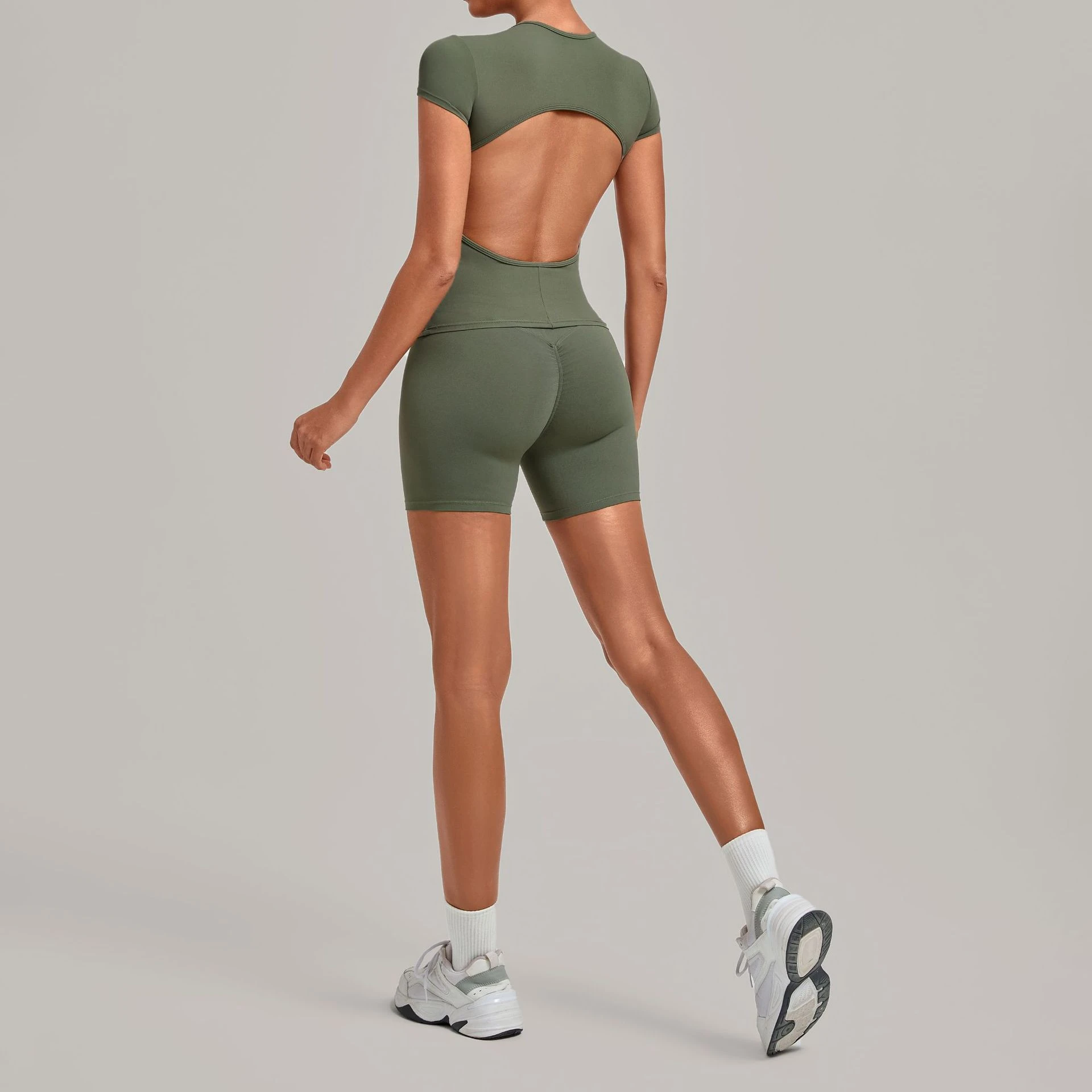 2PCS Women's Tracksuit Sports Bareback Yoga Suit Tight Fitting Invisible Wrinkle Yoga Sets Casual Fitness Set Female Gym Clothes