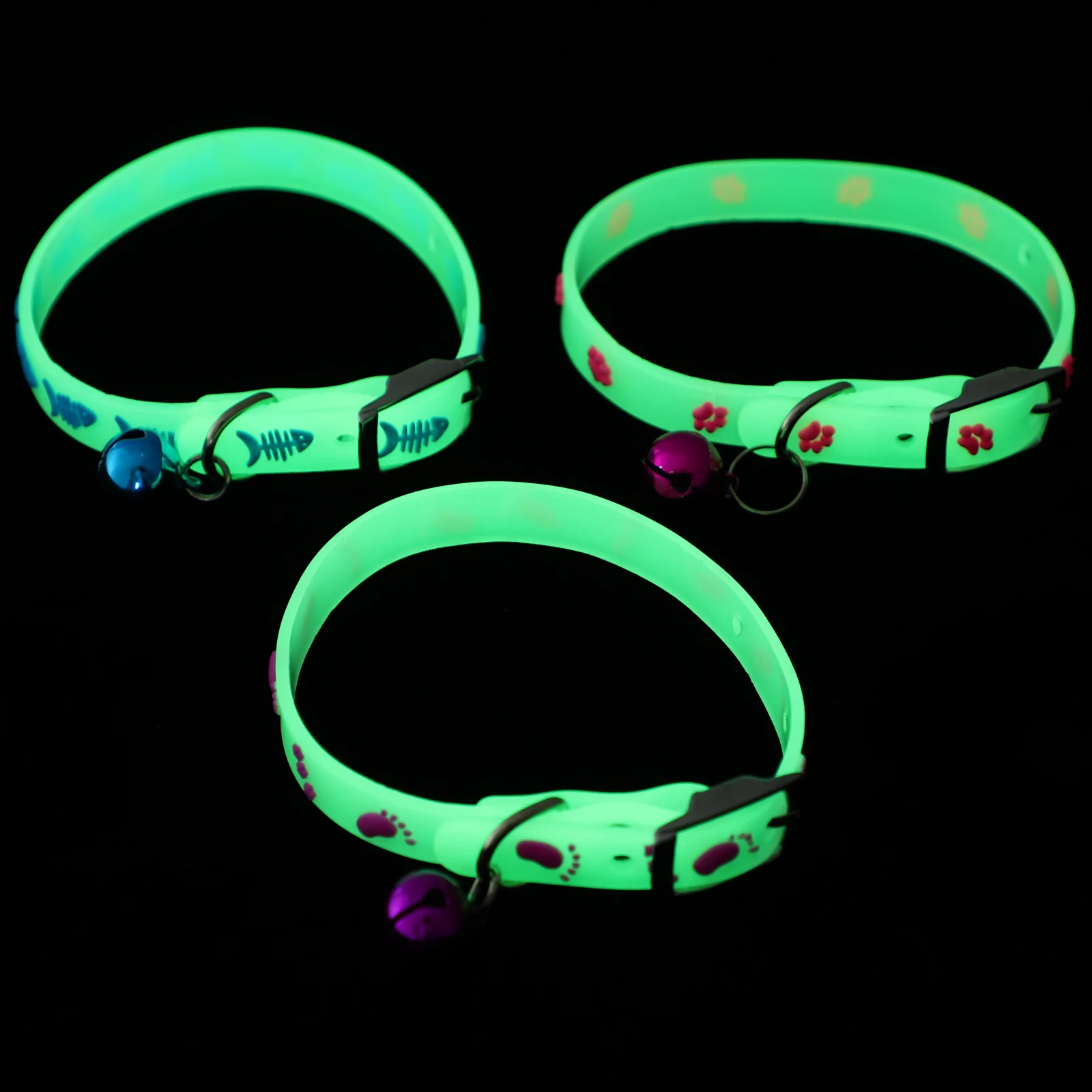 3 Pcs Fluorescent Pet Collar Dog Collars Night Small Kitten Anti-lost Silica Gel