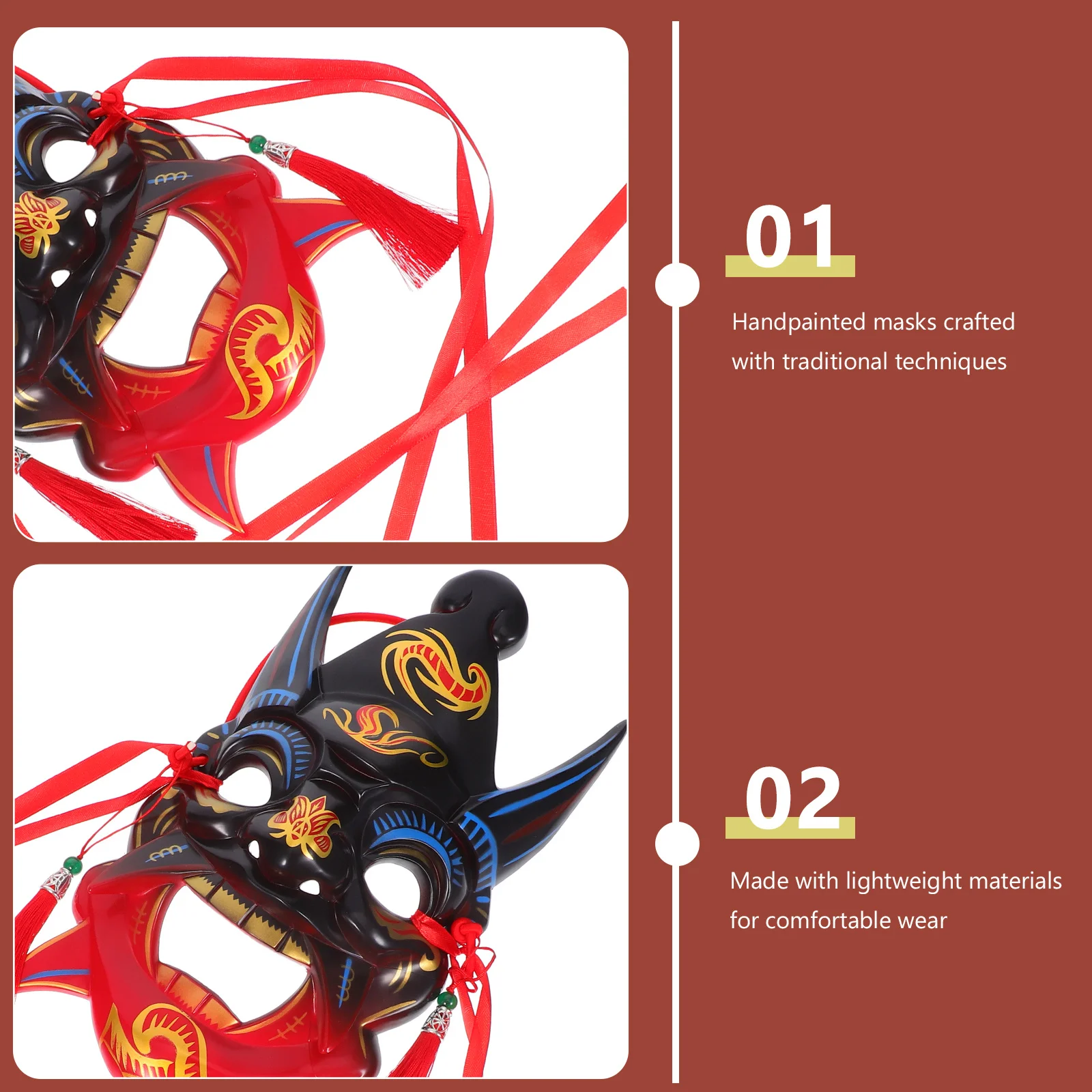 Intricate Handpainted Full Facial Mask Traditional Craftsmanship Lightweight Comfort Masquerade Parties Theater Performances