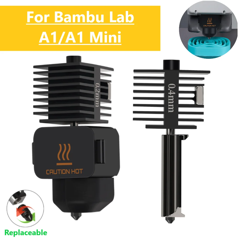 

Комплект Hotend для Bambu Lab A1/A1 Mini, быстрая скорость, сборка горячего конца, 0,2/0,4/0,6/0,8 мм, сопло из закаленной стали, часть 3D-принтера