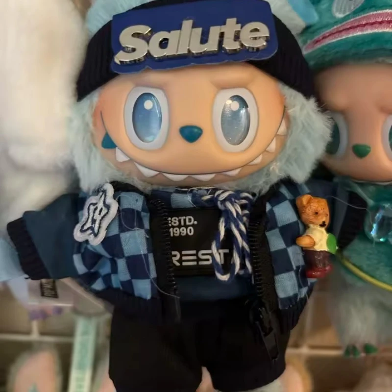 

For 17cm Labubu Doll clothes Street Trend Style Set Labubu V1V2 Mini DIY doll outfit fashion boy clothing shoes accessories