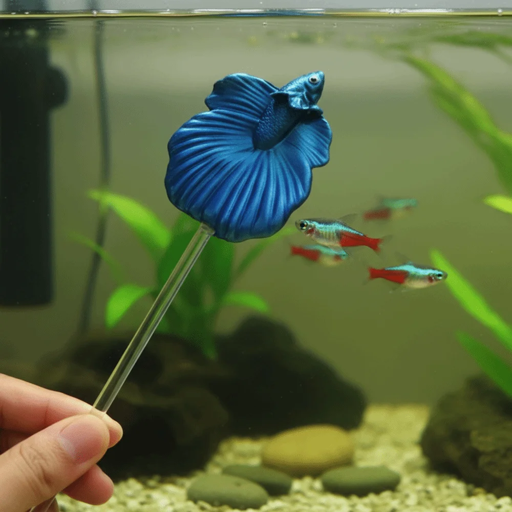 

Long Pole Teasing Fish Stick Colorful Resin Betta Training Wand Fish Shaped Fish Interactive Plaything Fish Tanks Accessories