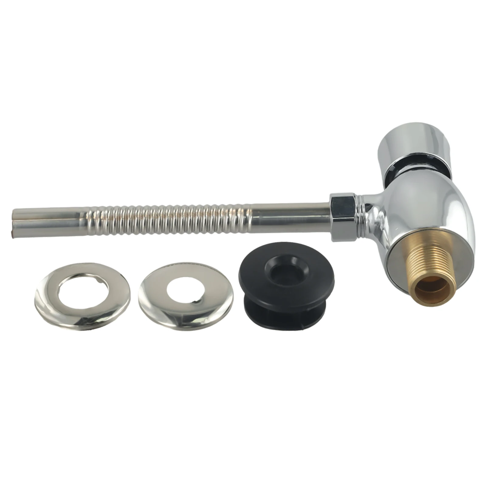 Flush Valve for Urinal with Manual Button Type and Delayed Automatic Shutoff for Water Efficient Public Toilet Systems
