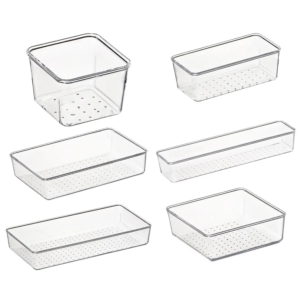 6Pcs Drawer Organizer Boxes Transparent Multifunctional Sundries Storage Container Household Storage Holder Tableware Organizer