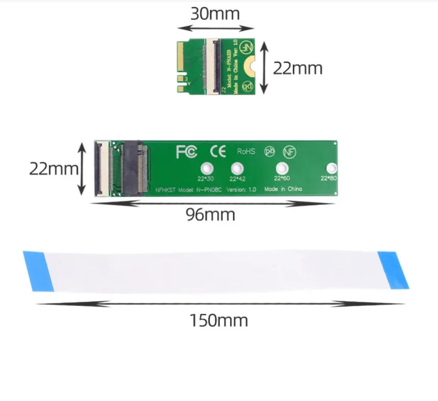 1pcs Key A+E interface WIFI to M.2 Key M interface FPC soft bank SSD connection cable NVME adapter card NGFF