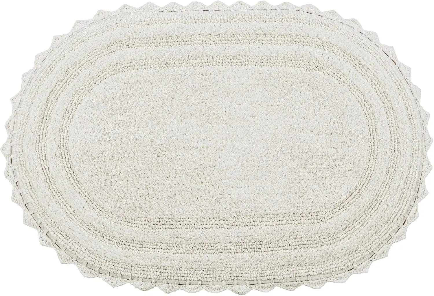 

Oval Cotton Bath Rug 20x32 - Reversible Absorbent Mat for Bathroom