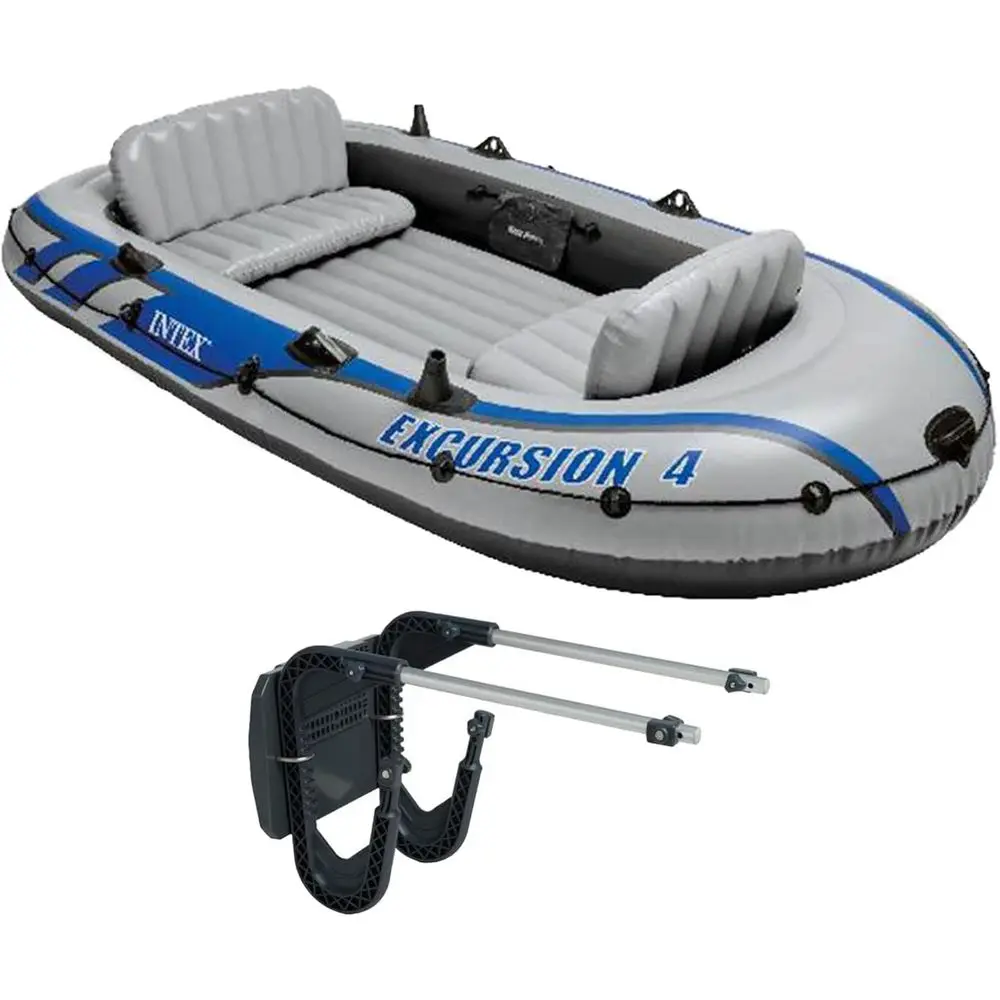 

Excursion 4 Iatable 4 Person ishing Boat Rat Set with Motor Mount Kit or Rivers and Lakes (Motor Not Included)