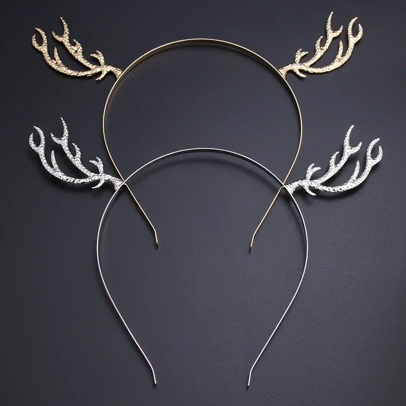 1pcs Adult Children Metal Christmas Reindeer Antlers Headband Xmas Hair Band Deer Horn Hairband Holiday Party Cosplay