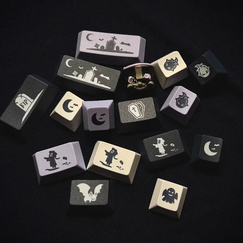 DOMIKEY Zero-G Studio Keycaps Custom Midnight NgrAGPsZ Keycap PBT Cherry Profile Ergonomic Cartoon Point Key Caps for Gamers