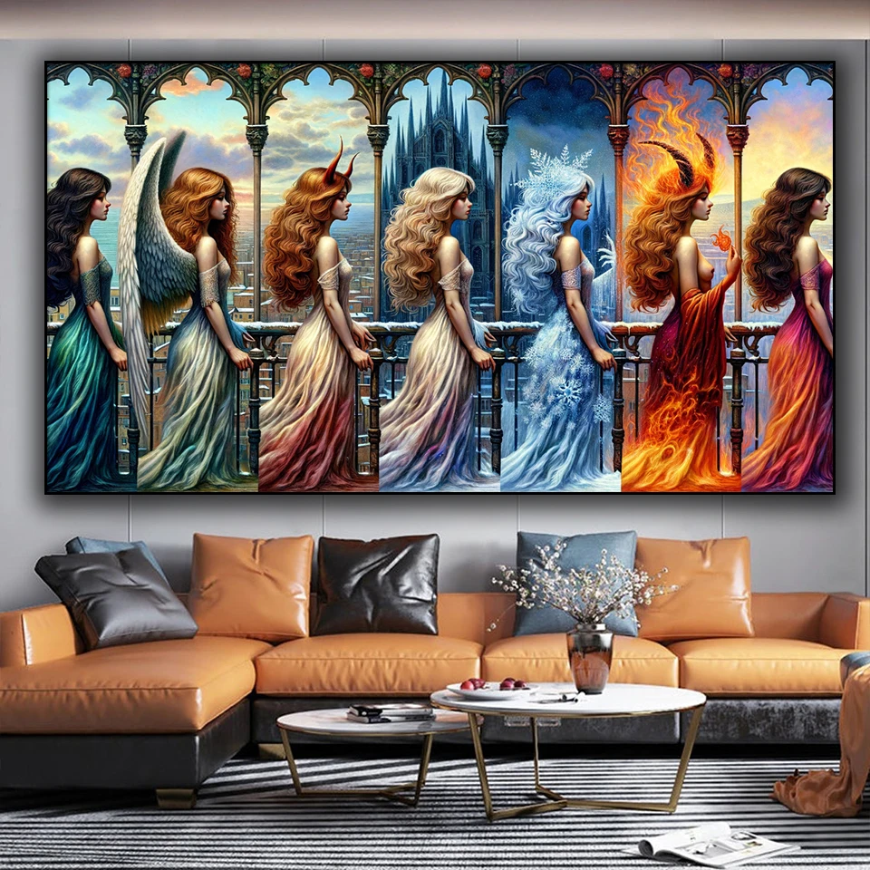 demon Elemental Beauties Gothic Archway Diy diamond painting Full diamond art Mosaic- Stunning Jewelry cross stitch home decor