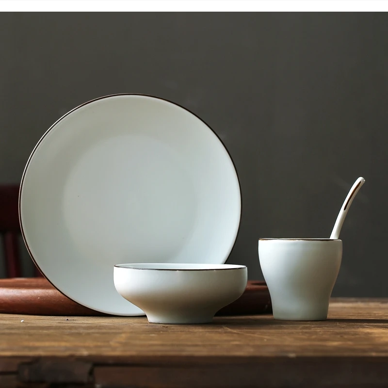 

4 комплекта керамической посуды, ложки для ужина, ресторана, отеля, принадлежности CN (Origin)