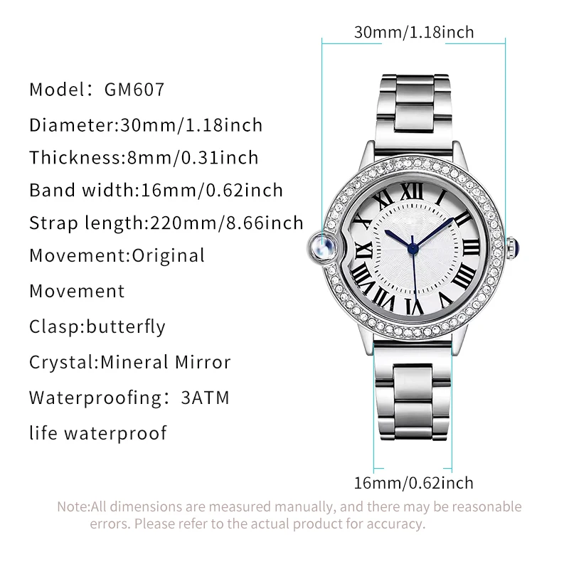 Women\'s Projection Dial Wristwatches GEMMA GIRL Stainless Steel 100 Ways I Love You Micro Carving Quartz Watch Girlfriend Gift