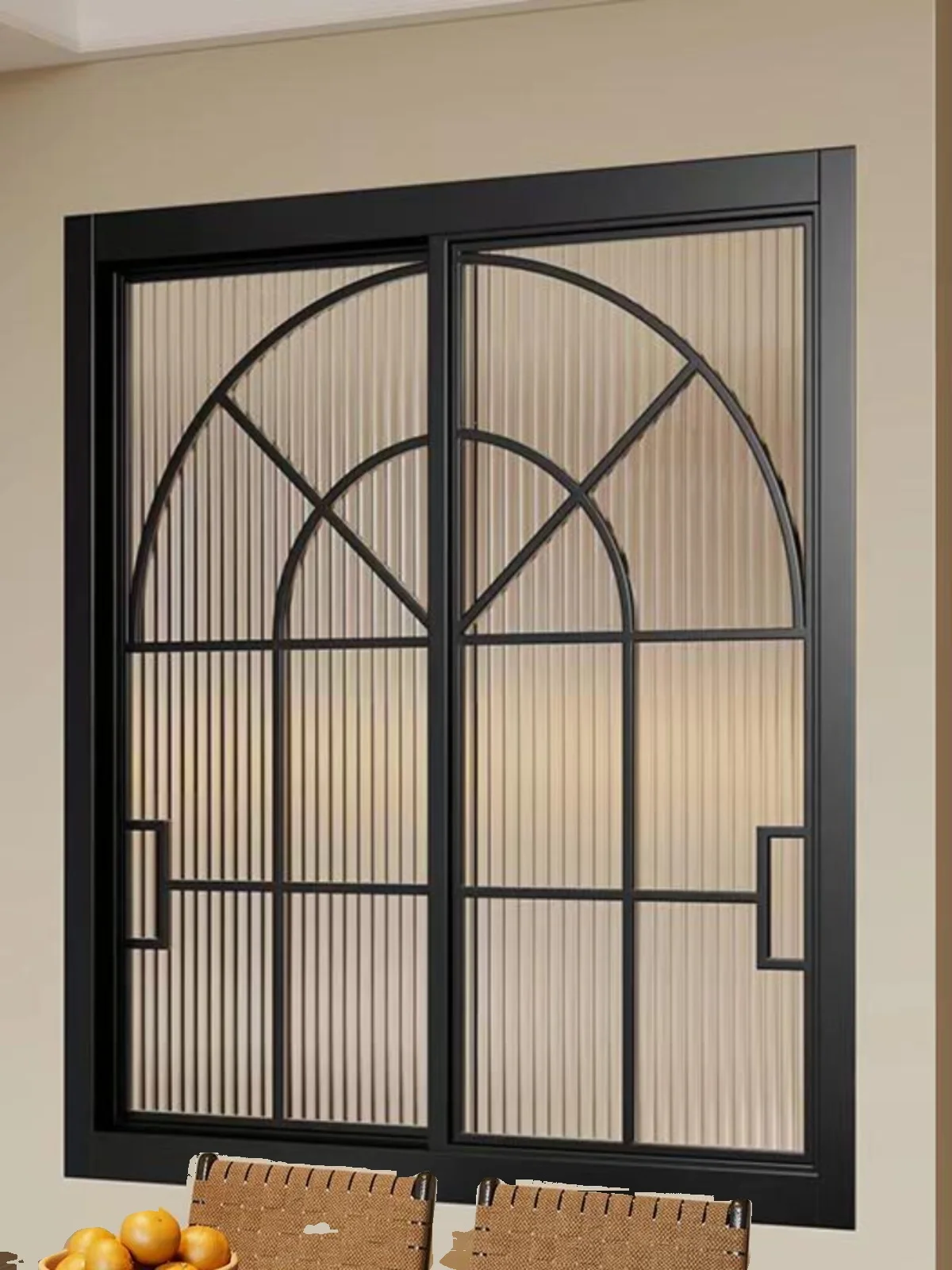 French retro sliding windows Shanghai doors and windows aluminum alloy custom curved glass  living room blocking floor-to-ceilin