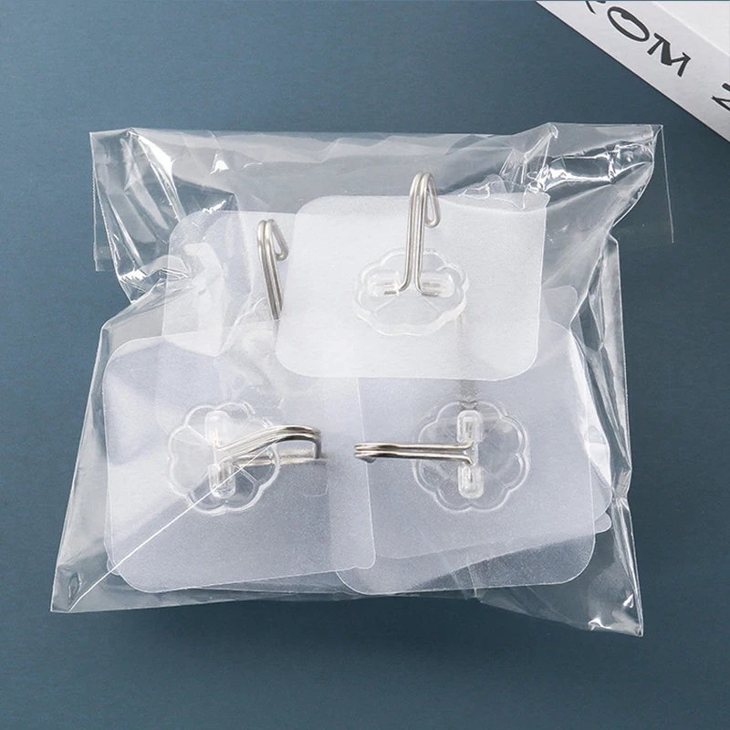 20Pcs Transparent Strong Self Adhesive Hooks Door Wall Hangers Key Coat Towe Hooks for Hanging Kitchen Bathroom Storage Rack