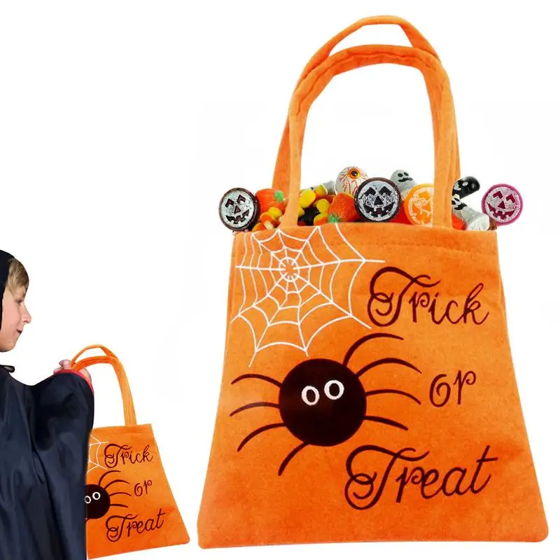 2024 Halloween Trick Or Treat Bags Reusable Felt Cloth Pumpkin Bucket For Party Favors Snacks And Candy Goodie Bag