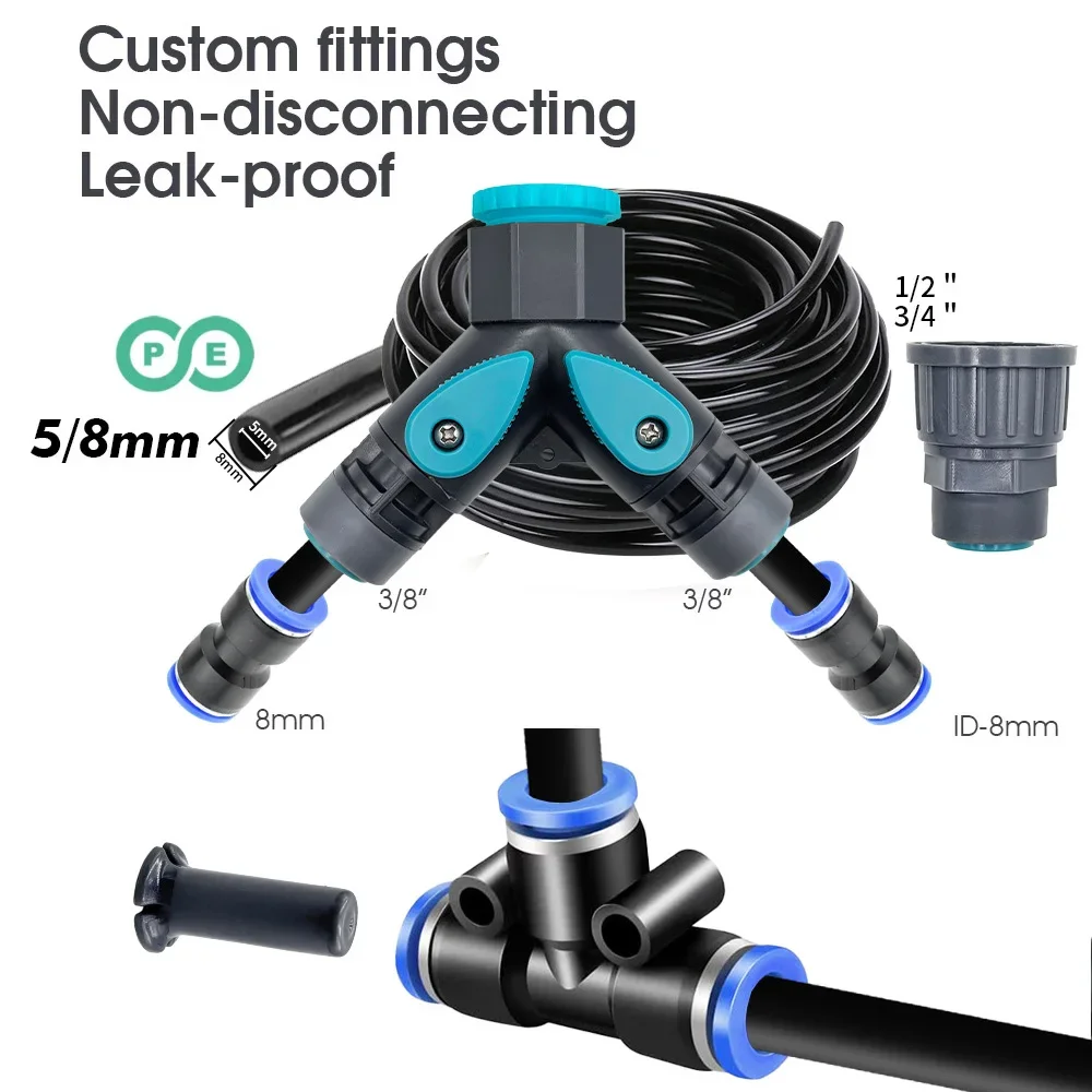 Complete Garden 5/8mm PE Hose Sprayer Kit Featuring 60W Self-priming Pump 20cm Universal Brass Nozzle Efficient Misting Water