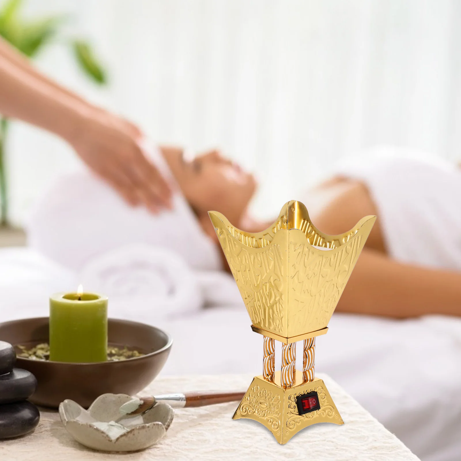 

Electric Incense Burner Middle Eastern Style Desktop Censer for Home Office Yoga Room Decor Aroma Burner Vintage Censer