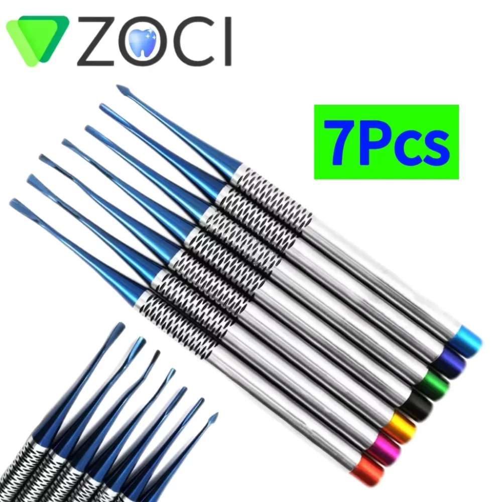 7Pcs/1Set Dental Tooth Extracting Tools Set Titanium Alloy Implant Instrument Extraction Root Tooth Dentist Lab Tool