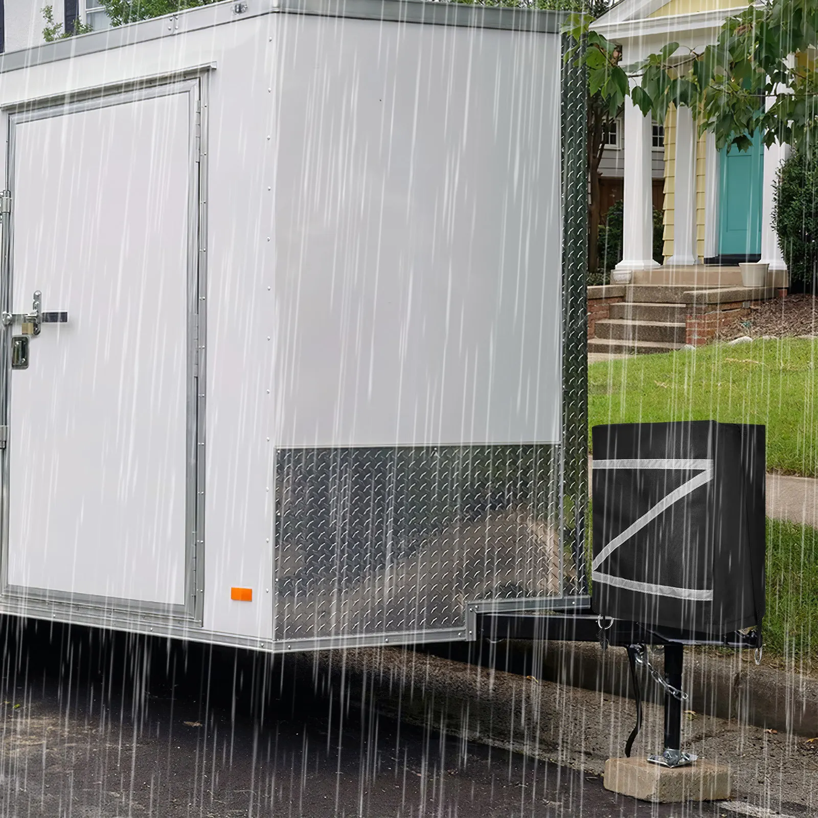 

Rv Tongue Jack Cover 600D Oxford Fabric Protective Waterproof Outdoor Cover for Electric Trailer Jack Camping Trailer