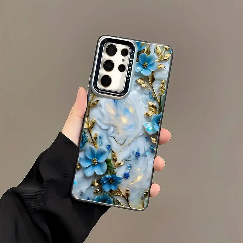Phone Case for Samsung Galaxy A15 A25 A52 A72 A51 A71 4G A73 A55 A54 A53 A52s 5G Silicone Soft Flower Marble