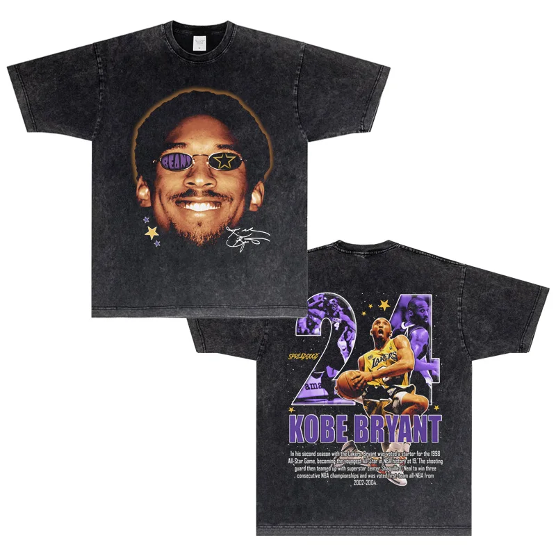 

2025 Kobe Bryant Vintage T-shirt Pays Tribute To The Black Mamba Kobe Figure, A Retro Short-sleeved Pure Cotton T-shirt