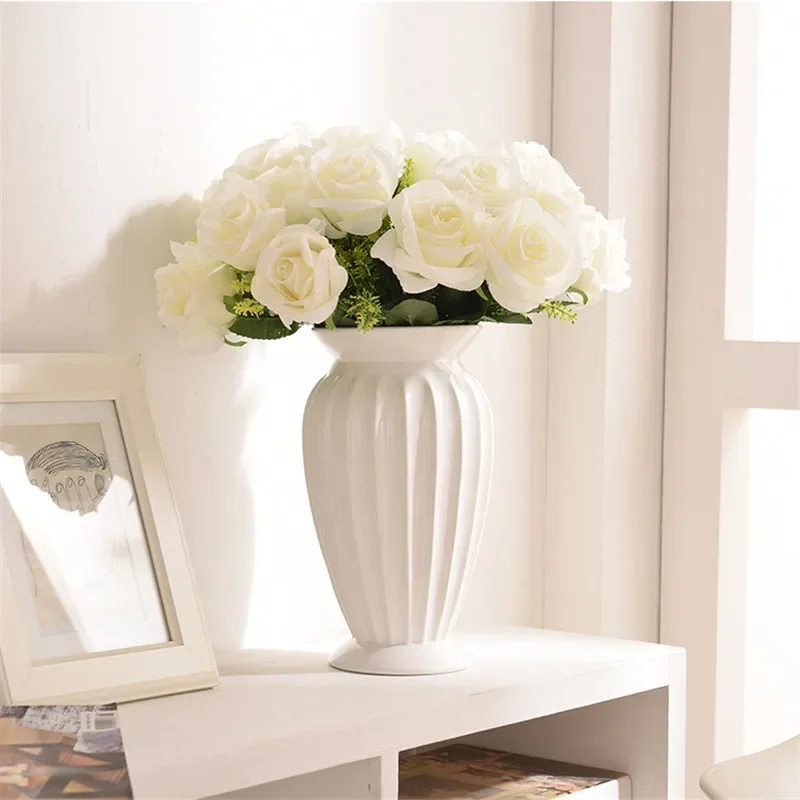 Modern Minimalist Europe Style Ceramic Flower Vase Ornaments Tabletop White Home Christmas
