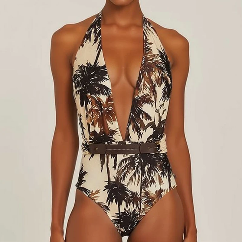 Flaxmaker ฤดูร้อนใหม่ Ruched Halter ชุดว่ายน้ํา One Piece ชุดว่ายน้ําผู้หญิงเซ็กซี่ Bathers ชุดว่ายน้ําว่ายน้ําชุดว่ายน้ําหญิง Beachwear