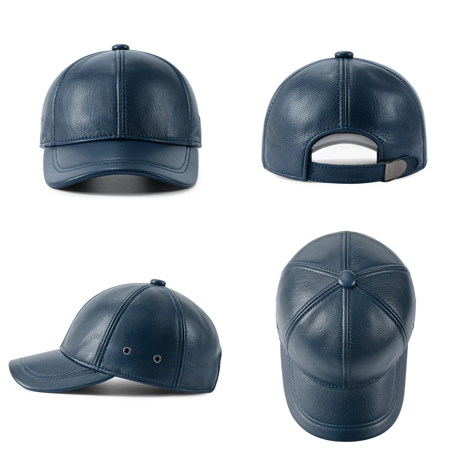 FEINION Herren Verstellbare Baseballkappe Winter Fahr- und Jagdmütze Anglerhut Echtes Leder Ivy Mode Baskenmütze Flache Kappe – Detail 6