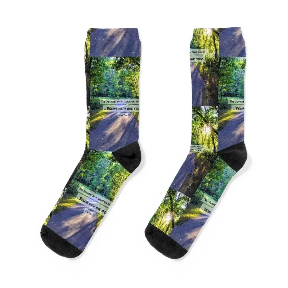 A thousand mile journey, begins with one step. Socks Antiskid soccer with print floral kids Men Socks Luxury Brand Women's