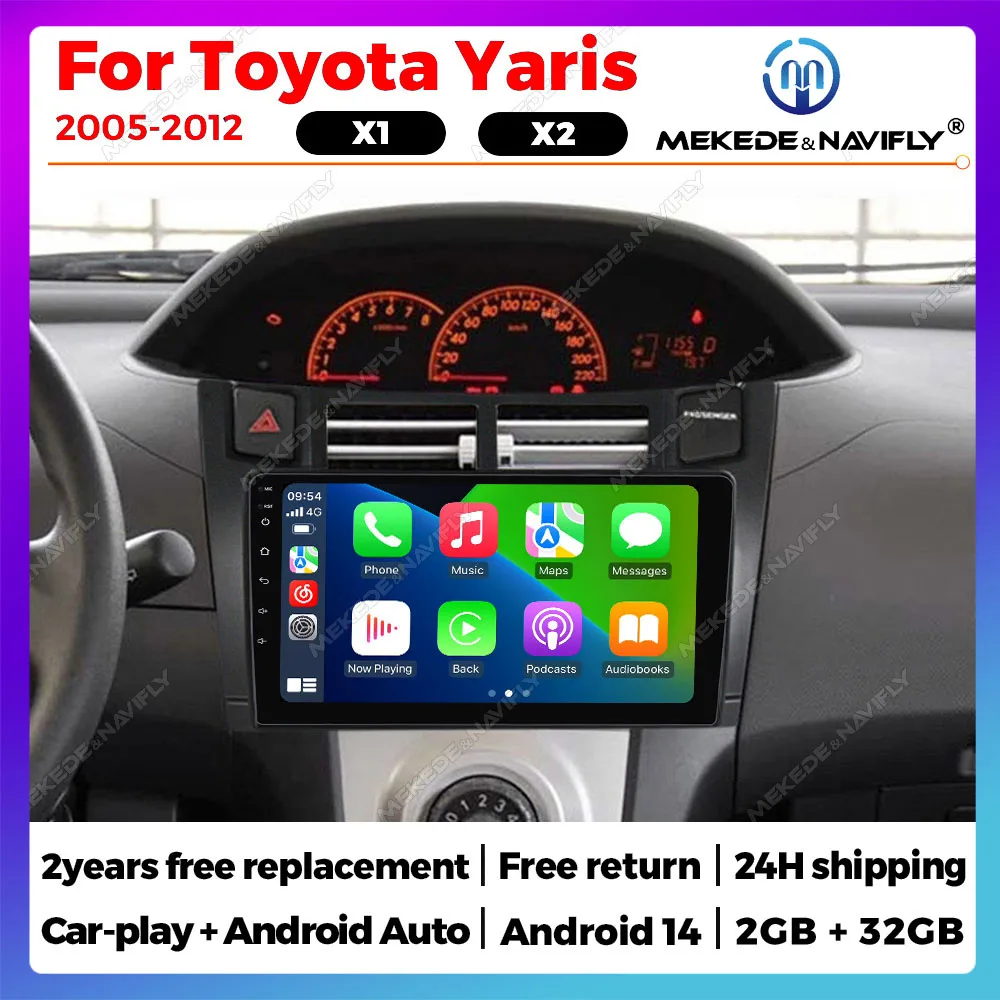 

Car radio Android 14 For Toyota Yaris XP90 2007 2005 -2012 Multimedia Player car intelligent system Wireless Carplay Auto WIFI