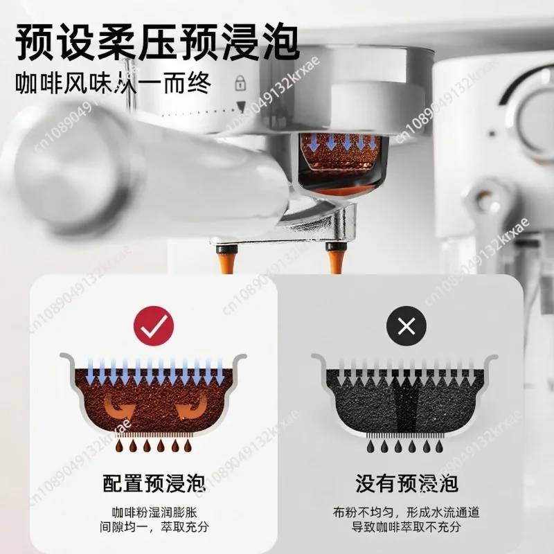 Semi-automatic espresso machine with high-pressure extraction, automatic milk frothing, and smart color screen