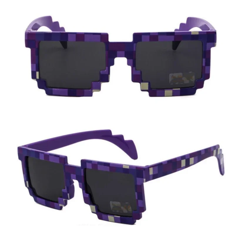 Hot 20 Styles Fashion Sunglasses Kids Cos Play Action Game Toy Minecrafter Square Glasses with EVA Case Toys for Children Gift