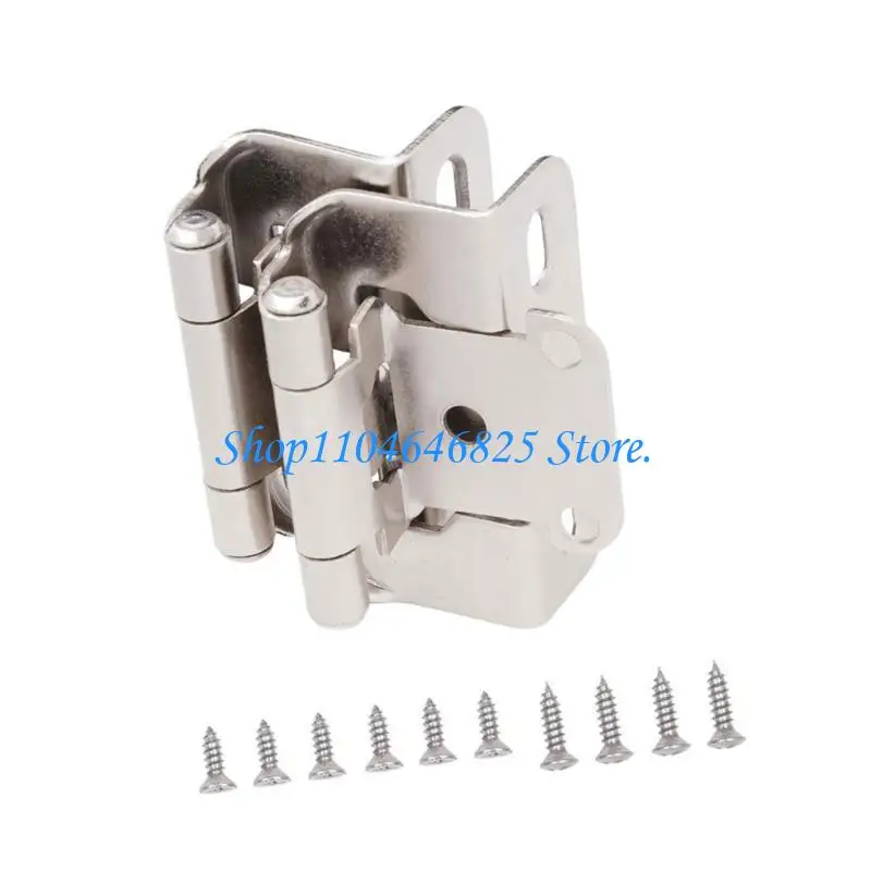 Set of 2 Practical Antique Steel Kitchen Cabinet Hinges With 1/2Inch Overlays Partial Wrap Closing Half Hide Designs