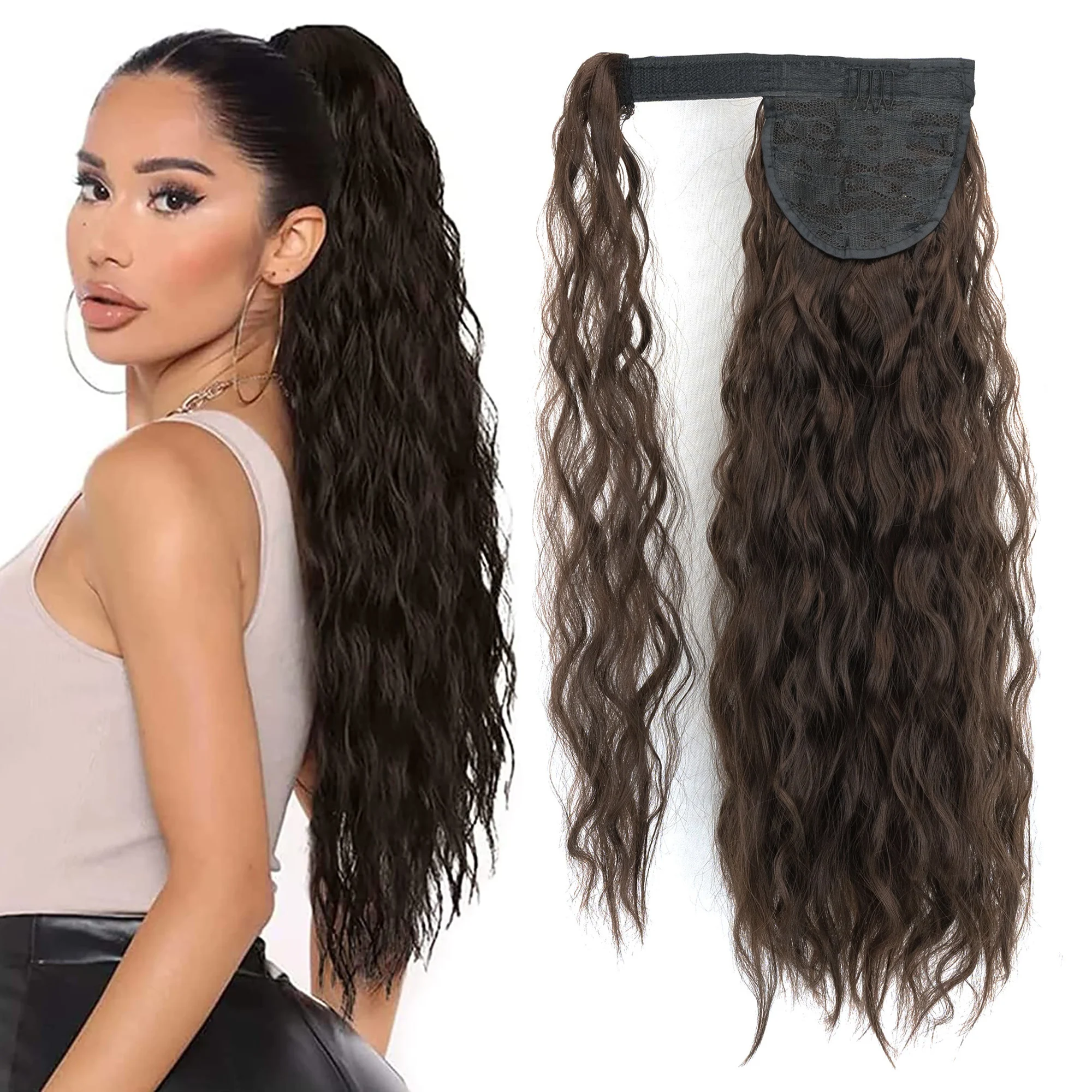 

Soowee Kinky Curly Wrap Around Ponytail Extension Synthetic Hair Extensions Clip in Hairpieces