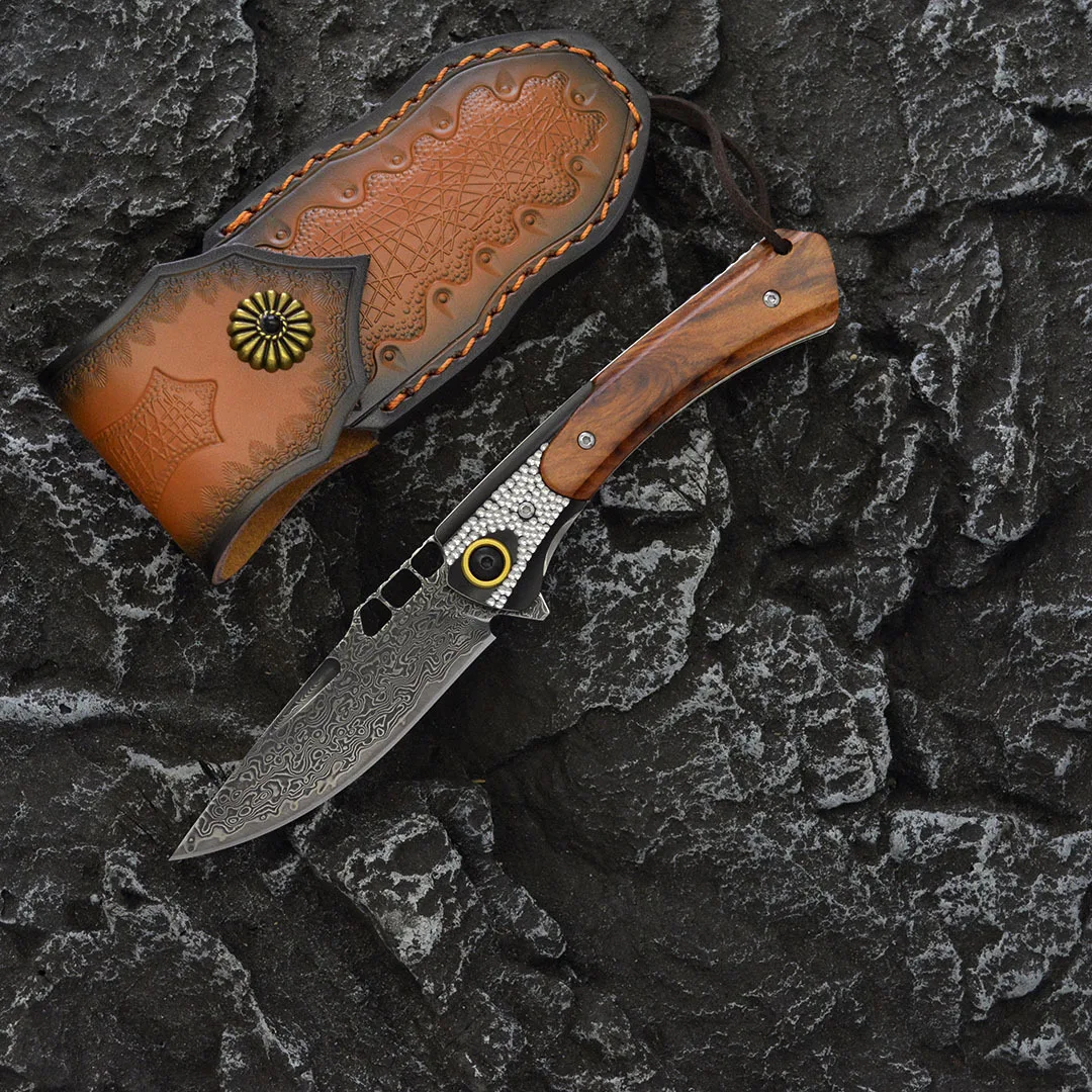 

Новый складной нож из дамасской стали с серебряным напылением и алмазным узором - складной нож высокой твердости для использования на природе, нож для выживания в дикой природе, EDC