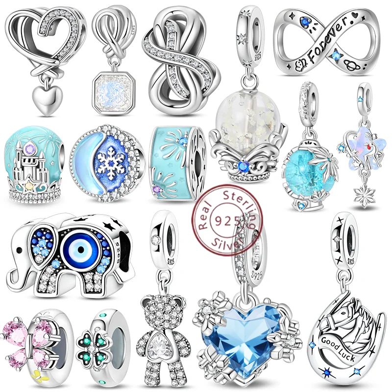 Original 925 prata esterlina encantos contas bonito cogumelo unicórnio amor asas pérola charme para pulseira pingente mulher menina jóias